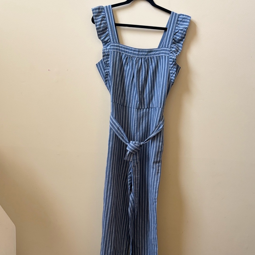 GAP Blue Striped Wide Leg Jumpsuit